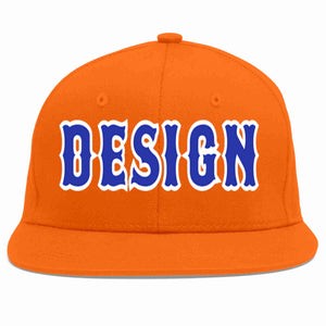 Custom Orange Royal-White Flat Eaves Sport Baseball Cap Design for Men/Women/Youth