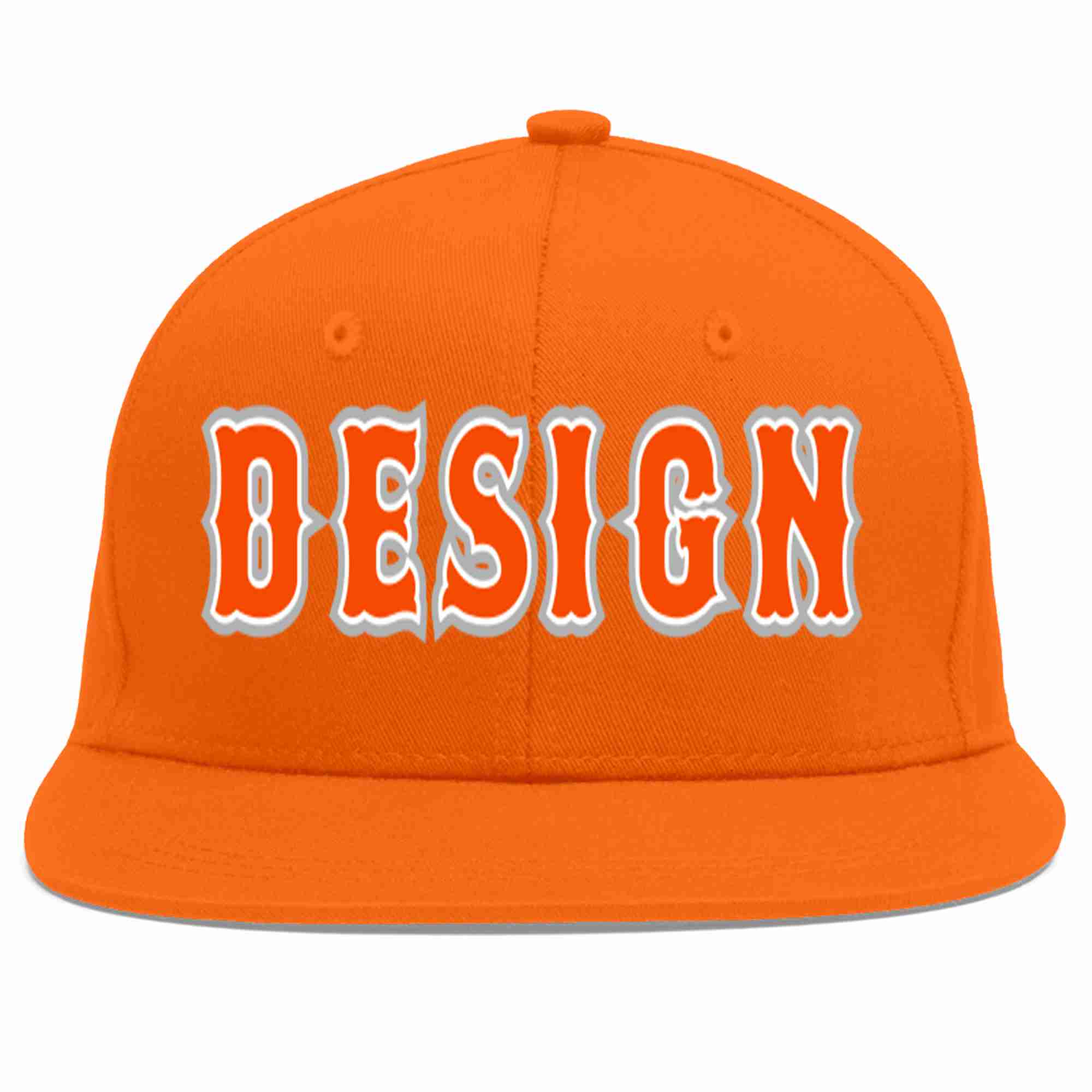 Conception personnalisée de casquette de baseball de sport à avant-toit plat orange orange-blanc pour hommes/femmes/jeunes