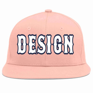 Conception personnalisée de casquette de baseball de sport à Eaves plates rose blanc-marine pour hommes/femmes/jeunes