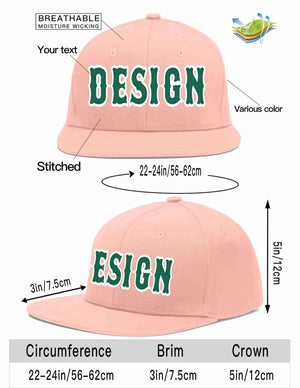 Custom Pink Kelly Green-White Flat Eaves Sport Baseball Cap Design for Men/Women/Youth