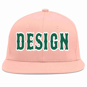 Custom Pink Kelly Green-White Flat Eaves Sport Baseball Cap Design for Men/Women/Youth