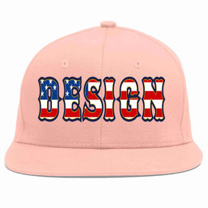 Custom Pink Vintage USA Flag-Gold Flat Eaves Sport Baseball Cap Design for Men/Women/Youth