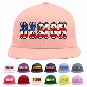 Custom Pink Vintage USA Flag-Gold Flat Eaves Sport Baseball Cap Design for Men/Women/Youth