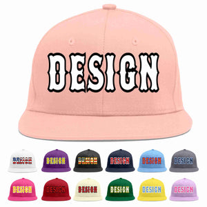 Custom Pink White-Black Flat Eaves Sport Baseball Cap Design for Men/Women/Youth