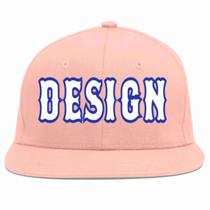 Custom Pink White-Royal Flat Eaves Sport Baseball Cap Design for Men/Women/Youth