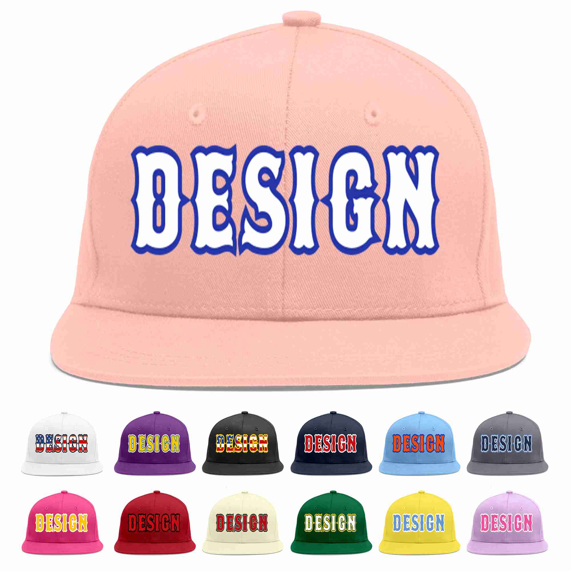 Custom Pink White-Royal Flat Eaves Sport Baseball Cap Design for Men/Women/Youth