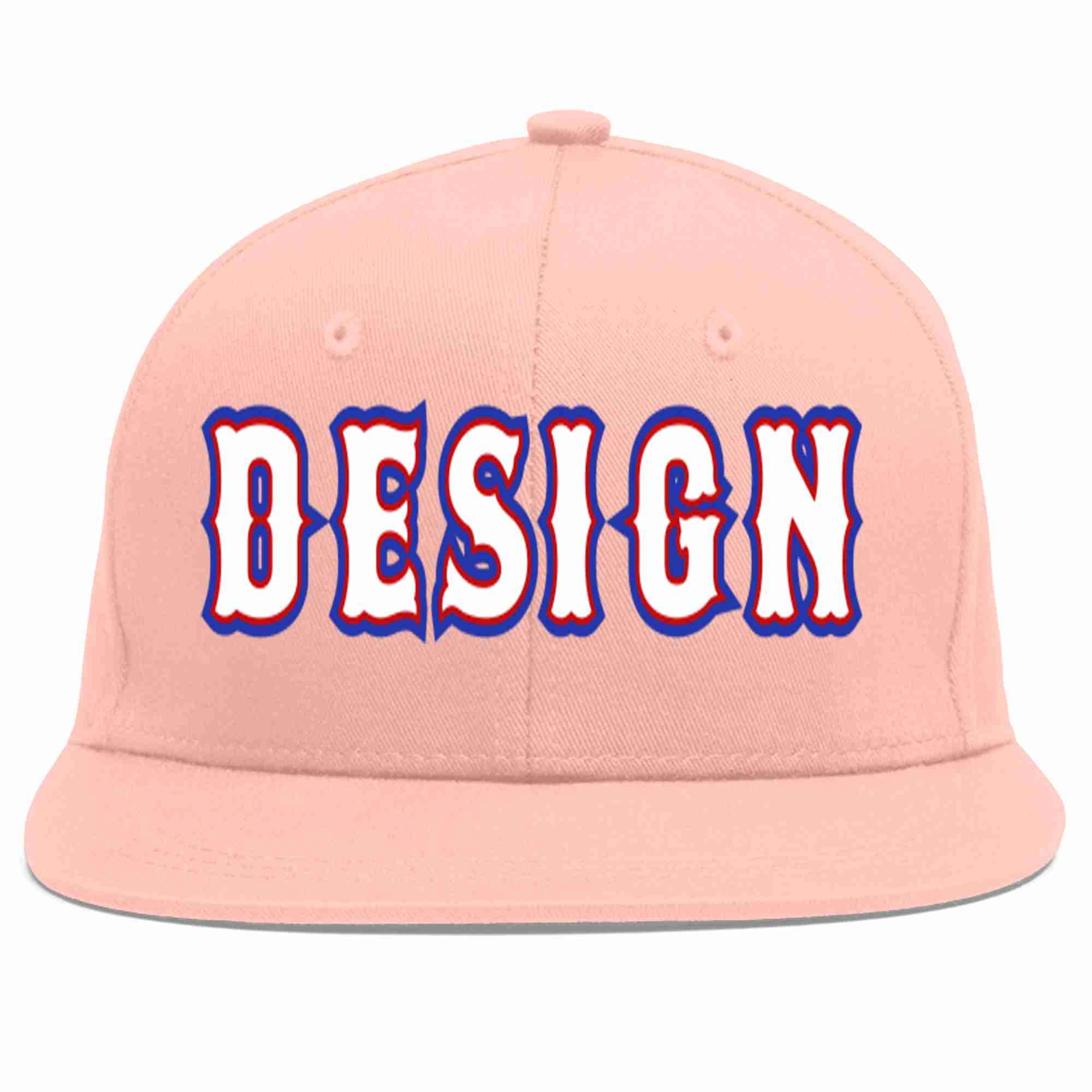 Custom Pink White-Red Flat Eaves Sport Baseball Cap Design for Men/Women/Youth