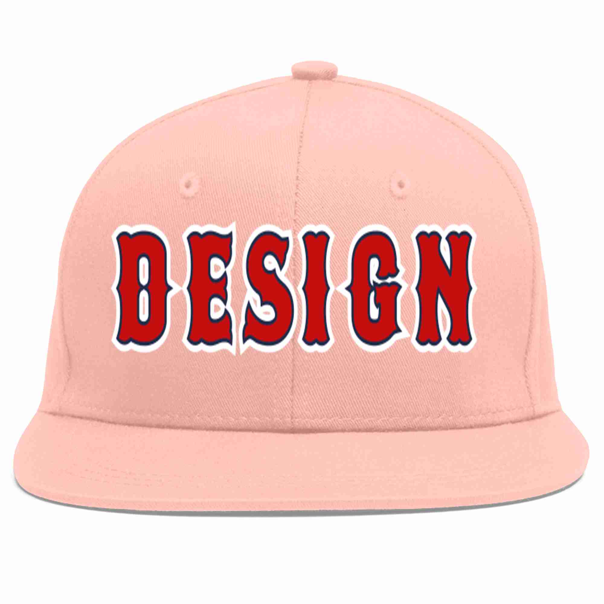 Conception personnalisée de casquette de baseball de sport à avant-toit plat rose rouge-marine pour hommes/femmes/jeunes