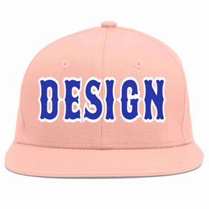 Conception personnalisée de casquette de baseball de sport à avant-toit plat rose royal-blanc pour hommes/femmes/jeunes