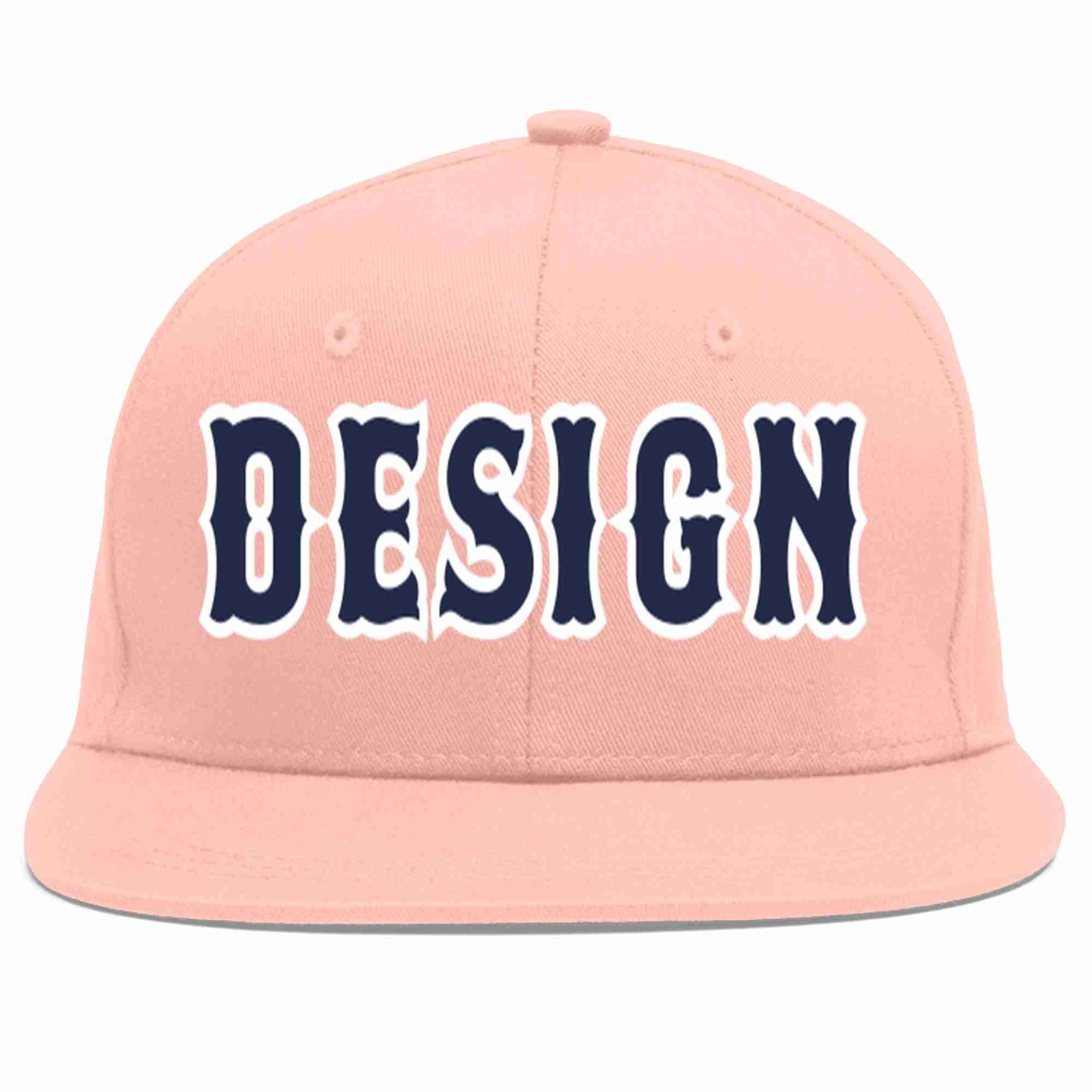 Custom Pink Navy-White Flat Eaves Sport Baseball Cap Design for Men/Women/Youth