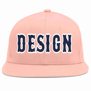 Conception personnalisée de casquette de baseball de sport à avant-toit plat rose marine-blanc pour hommes/femmes/jeunes