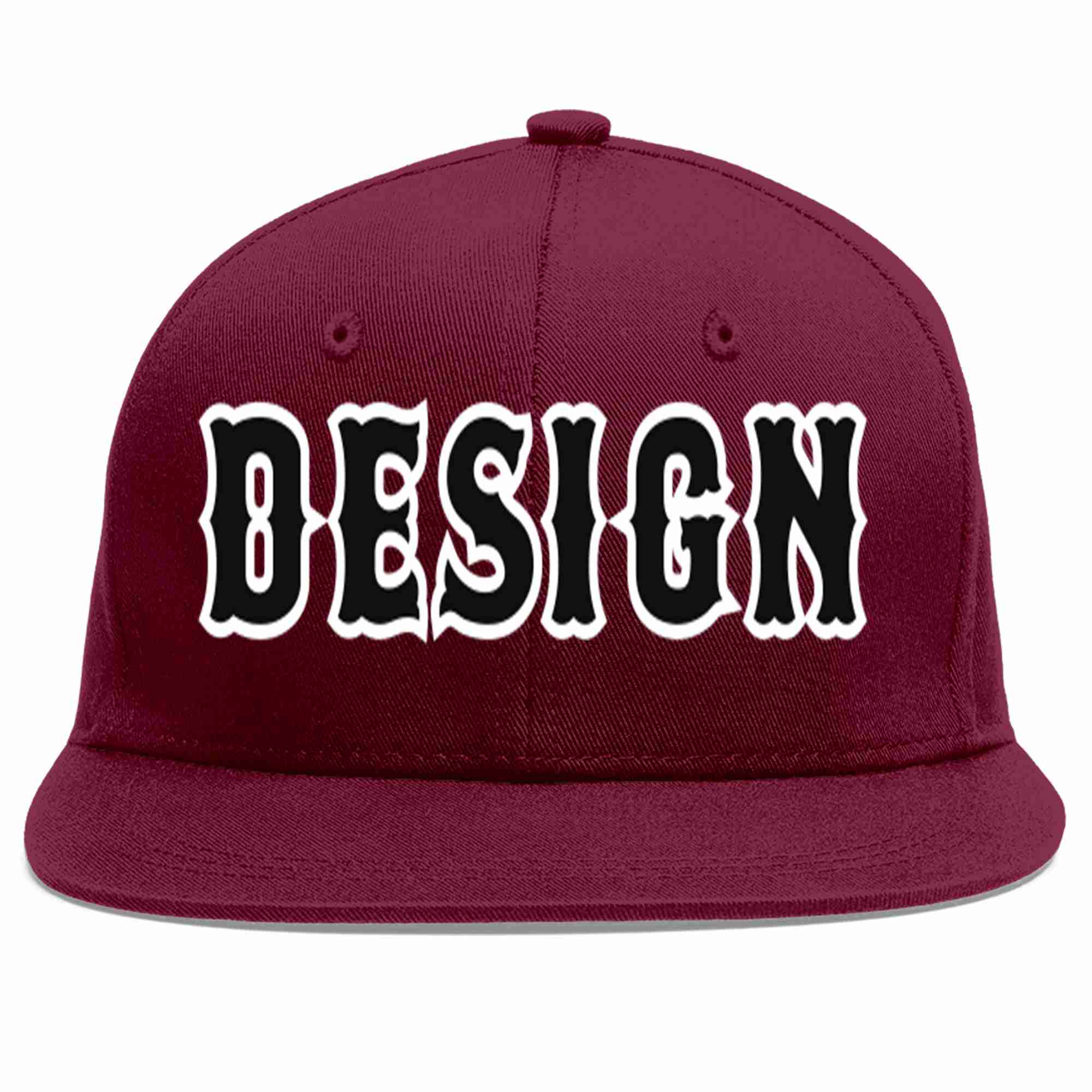 Custom Crimson Black-White Flat Eaves Sport Baseball Cap Design for Men/Women/Youth