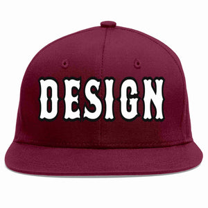 Custom Crimson White-Black Flat Eaves Sport Baseball Cap Design for Men/Women/Youth