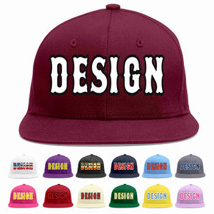 Custom Crimson White-Black Flat Eaves Sport Baseball Cap Design for Men/Women/Youth