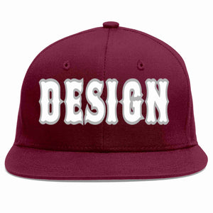 Custom Crimson White-Gray Flat Eaves Sport Baseball Cap Design for Men/Women/Youth