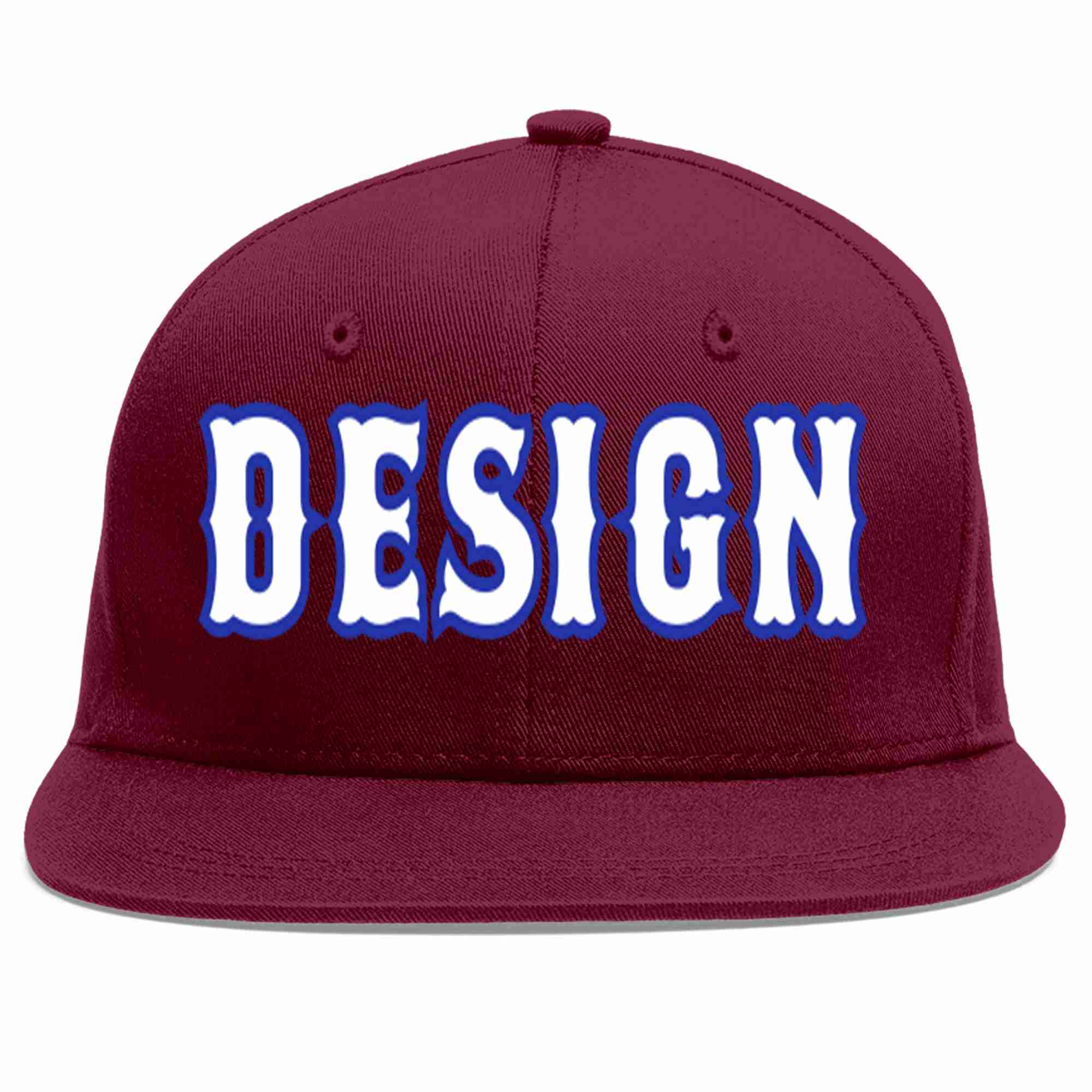 Custom Crimson White-Royal Flat Eaves Sport Baseball Cap Design for Men/Women/Youth