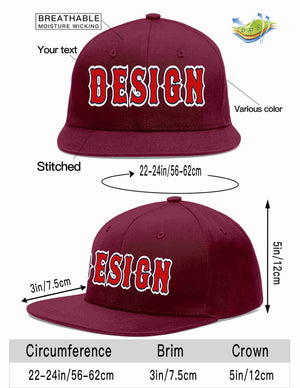 Custom Crimson Red-Navy Flat Eaves Sport Baseball Cap Design for Men/Women/Youth