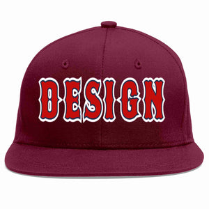 Custom Crimson Red-Navy Flat Eaves Sport Baseball Cap Design for Men/Women/Youth