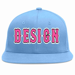 Custom Light Blue Pink-Black Flat Eaves Sport Baseball Cap Design for Men/Women/Youth