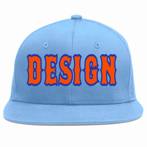 Casquette de baseball de sport personnalisée bleu clair orange-royal, conception pour hommes/femmes/jeunes