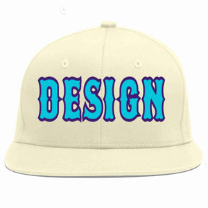 Custom Cream Light Blue-purple Flat Eaves Sport Baseball Cap Design for Men/Women/Youth