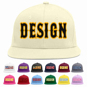 Conception personnalisée de casquette de baseball de sport à Eaves plates noir-jaune crème pour hommes/femmes/jeunes