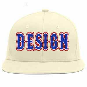 Custom Cream Royal-White Flat Eaves Sport Baseball Cap Design for Men/Women/Youth