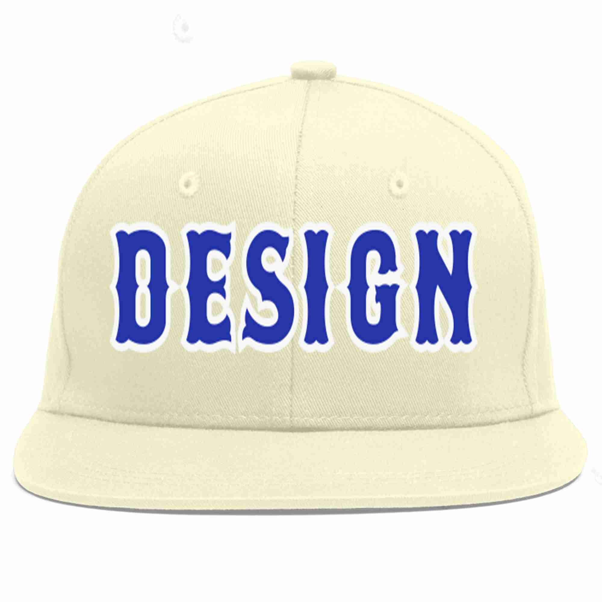 Custom Cream Royal-White Flat Eaves Sport Baseball Cap Design for Men/Women/Youth