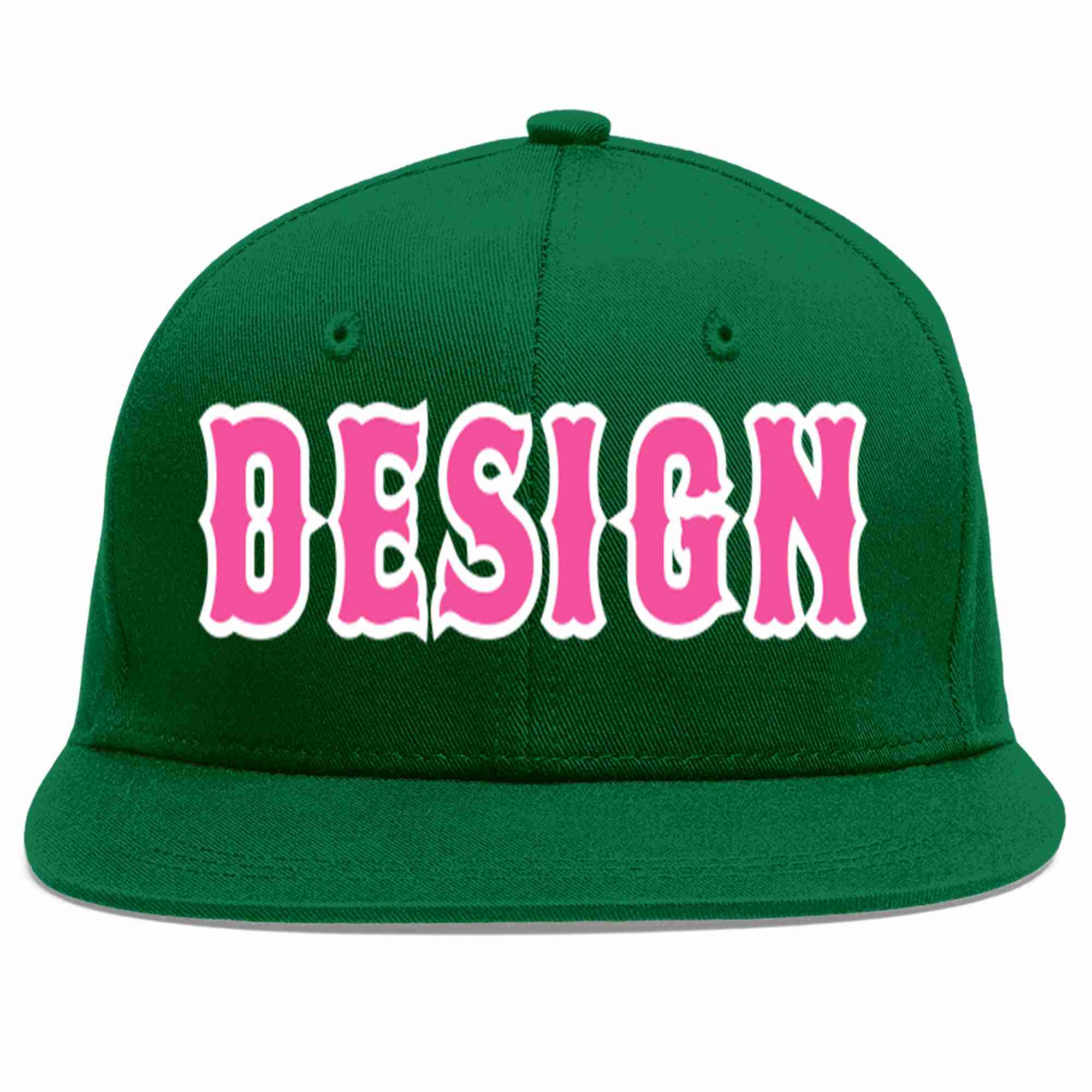 Conception personnalisée de casquette de baseball de sport à avant-toit plat vert rose-blanc pour hommes/femmes/jeunes