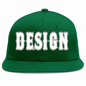 Custom Green White-Gray Flat Eaves Sport Baseball Cap Design for Men/Women/Youth