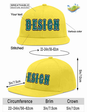 Custom Light Gold Aqua-White Flat Eaves Sport Baseball Cap Design for Men/Women/Youth