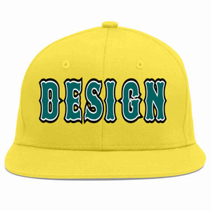 Custom Light Gold Aqua-White Flat Eaves Sport Baseball Cap Design for Men/Women/Youth