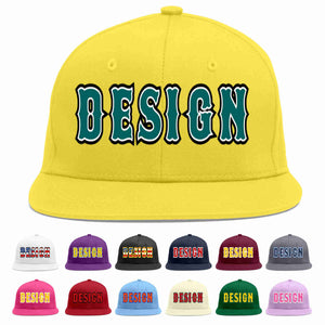 Custom Light Gold Aqua-White Flat Eaves Sport Baseball Cap Design for Men/Women/Youth