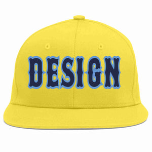 Conception personnalisée de casquette de baseball de sport à avant-toit plat bleu marine-bleu clair personnalisé pour hommes/femmes/jeunes