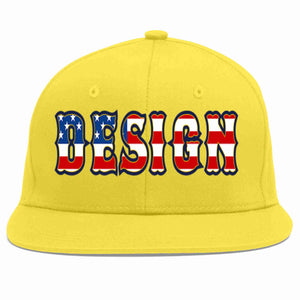 Custom Light Gold Vintage USA Flag-Gold Flat Eaves Sport Baseball Cap Design for Men/Women/Youth