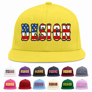 Custom Light Gold Vintage USA Flag-Gold Flat Eaves Sport Baseball Cap Design for Men/Women/Youth