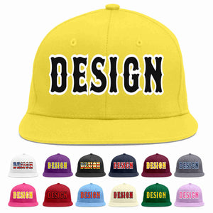 Custom Light Gold Black-White Flat Eaves Sport Baseball Cap Design for Men/Women/Youth