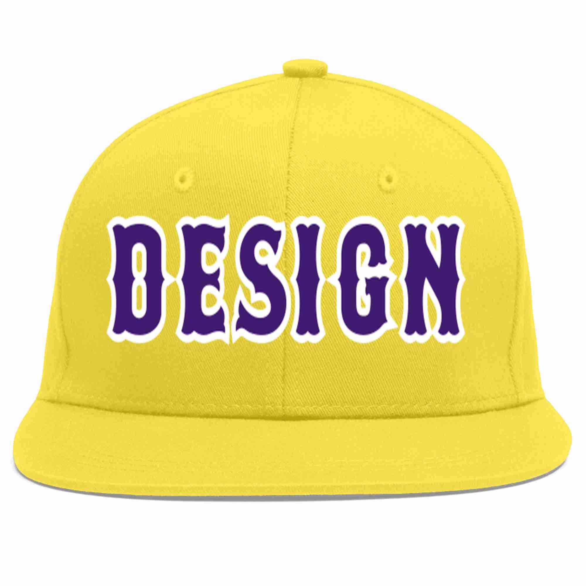 Custom Light Gold purple-White Flat Eaves Sport Baseball Cap Design for Men/Women/Youth