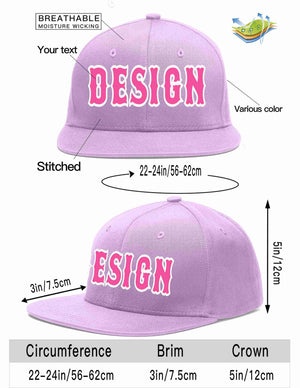 Custom Light Purple Pink-White Flat Eaves Sport Baseball Cap Design for Men/Women/Youth