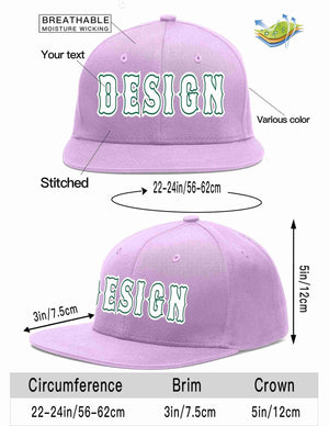 Custom Light Purple White-Kelly Green Flat Eaves Sport Baseball Cap Design for Men/Women/Youth