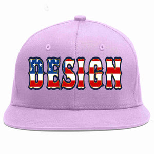 Custom Light Purple Vintage USA Flag-Gold Flat Eaves Sport Baseball Cap Design for Men/Women/Youth