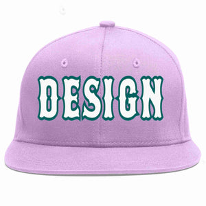 Custom Light Purple White-Aqua Flat Eaves Sport Baseball Cap Design for Men/Women/Youth