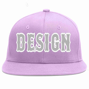 Conception personnalisée de casquette de baseball de sport à avant-toit plat violet clair gris-blanc pour hommes/femmes/jeunes