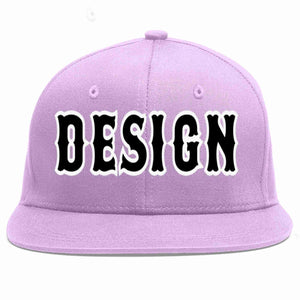 Conception personnalisée de casquette de baseball de sport à avant-toit plat violet clair noir-blanc pour hommes/femmes/jeunes