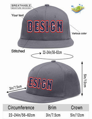 Custom Dark Gray Navy-White Flat Eaves Sport Baseball Cap Design for Men/Women/Youth