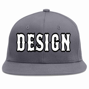 Conception personnalisée de casquette de baseball de sport à Eaves plates gris foncé blanc-noir pour hommes/femmes/jeunes