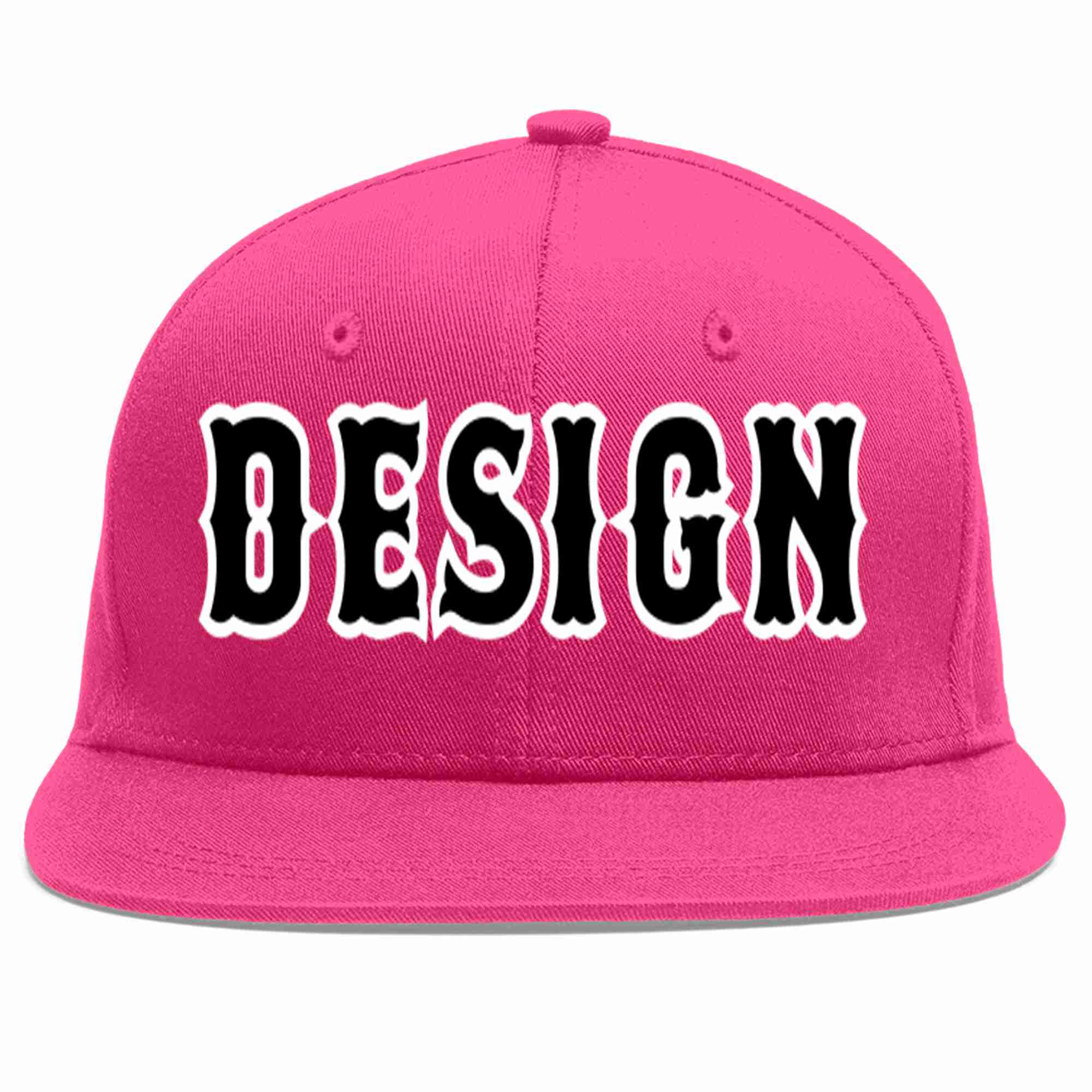 Conception personnalisée de casquette de baseball de sport à avant-toit plat rose rouge noir-blanc pour hommes/femmes/jeunes