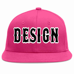 Custom Rose Red Black-White Flat Eaves Sport Baseball Cap Design for Men/Women/Youth