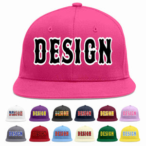 Custom Rose Red Black-White Flat Eaves Sport Baseball Cap Design for Men/Women/Youth