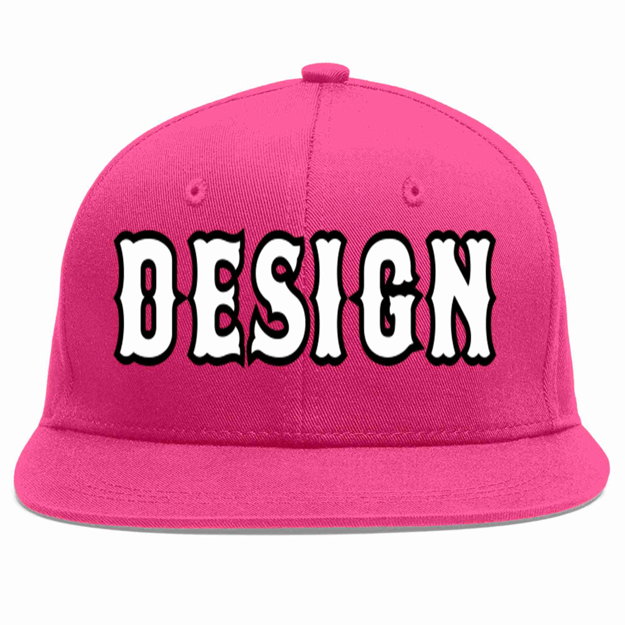 Conception personnalisée de casquette de baseball de sport à avant-toit plat rose rouge blanc-noir pour hommes/femmes/jeunes